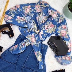 Denim Washed Floral Print Women’s Long-sleeve.